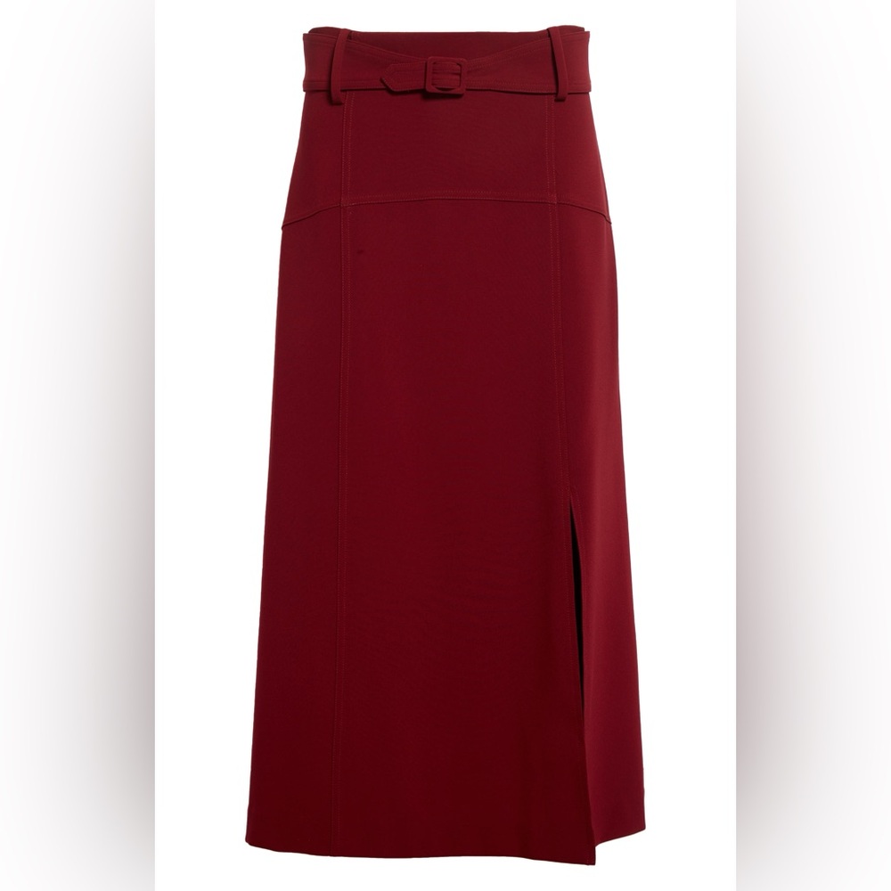 [judith & charles] adira midi skirt w/ belt merlot 6 - Picture 9 of 9